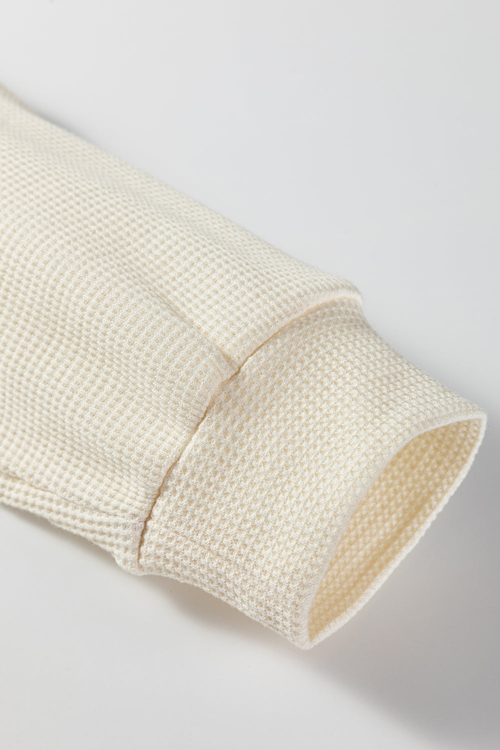 Orchid Petal Waffle Contrast Knit Color Block Patchwork Button Front Oversize Hoodie