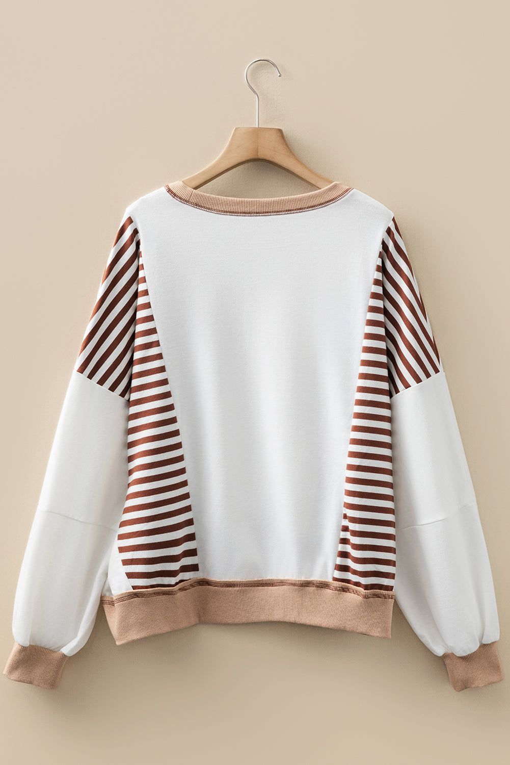 Green Stripe Colorblock Patchwork Contrast Stitching Oversize Sweatshirt