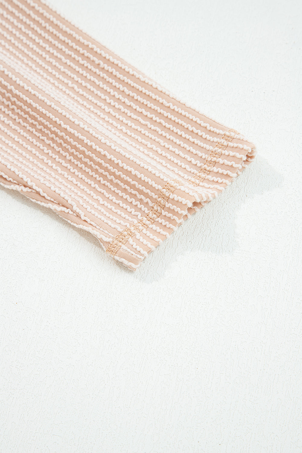 Green Bay Twist Ribbed Exposed Seam Detail Long Sleeve Loose Top