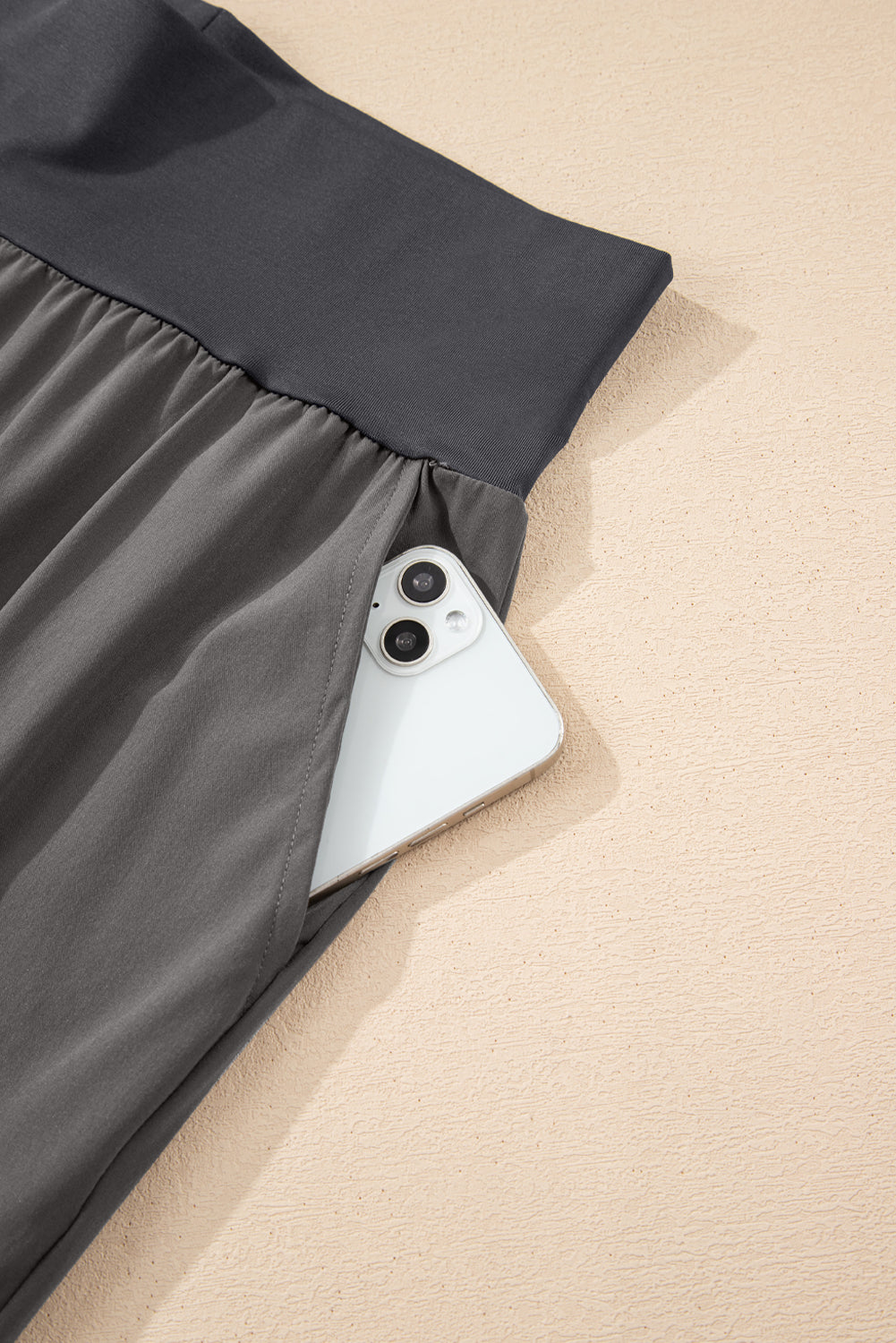 Camel Elastic High Waist Pocketed Cargo Jogger Pants