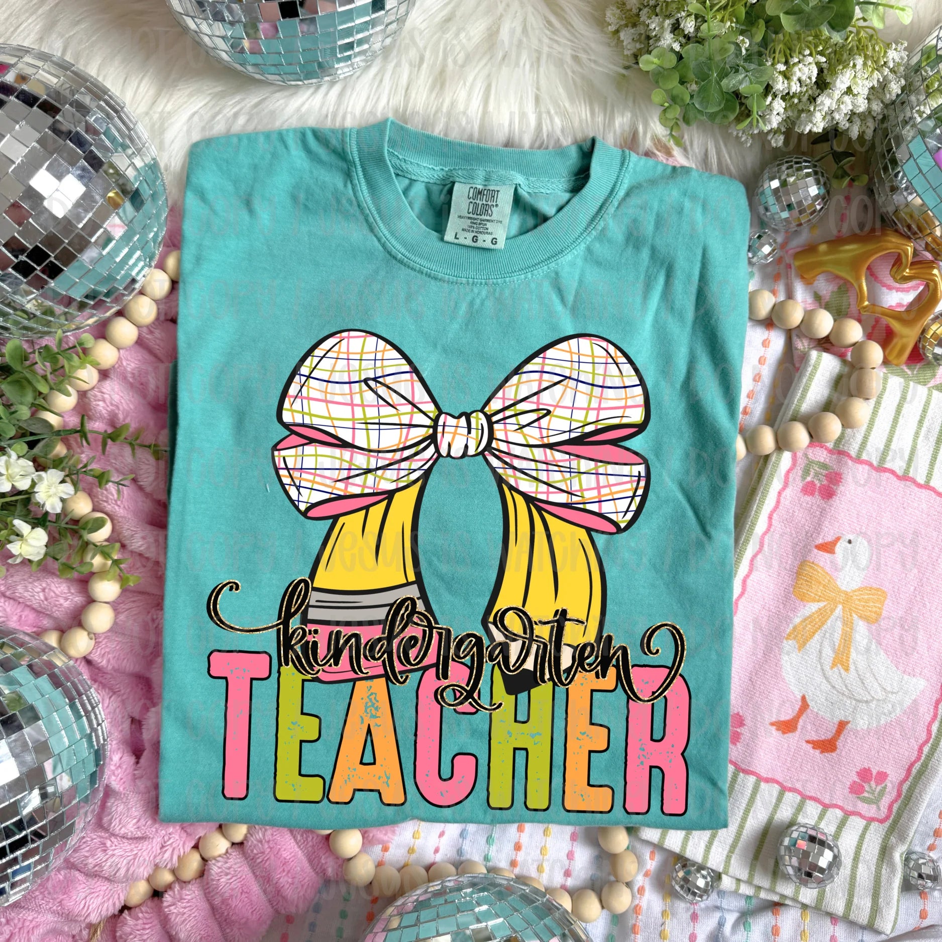 Pencil bow grade level (can be personalized) graphic tee