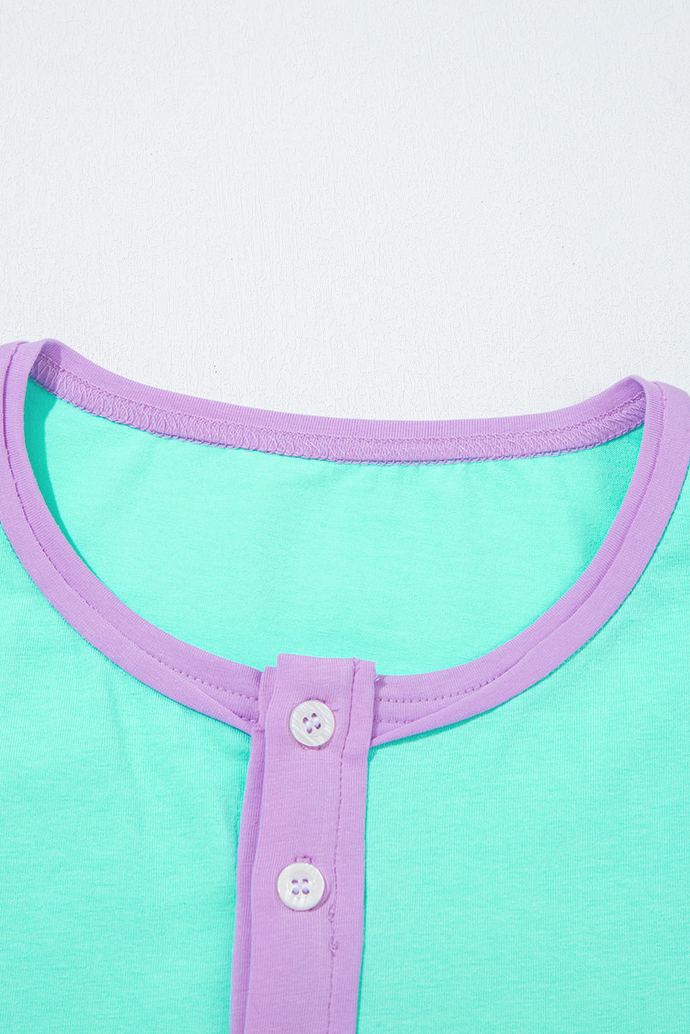 Pink Solid Color Half Sleeve Buttons Henley Top