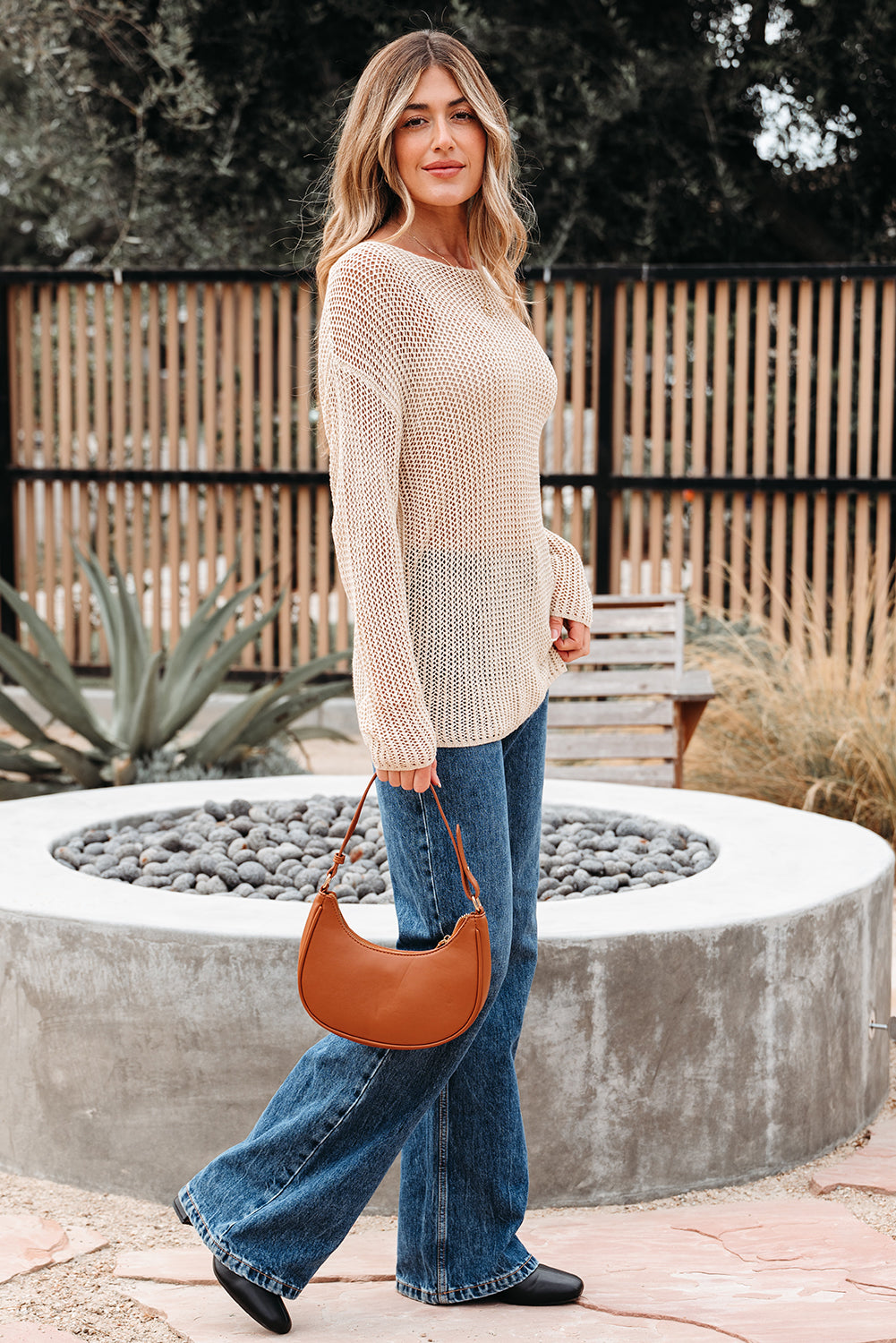 Black Crochet Hollow-out Jumper Top Sweater