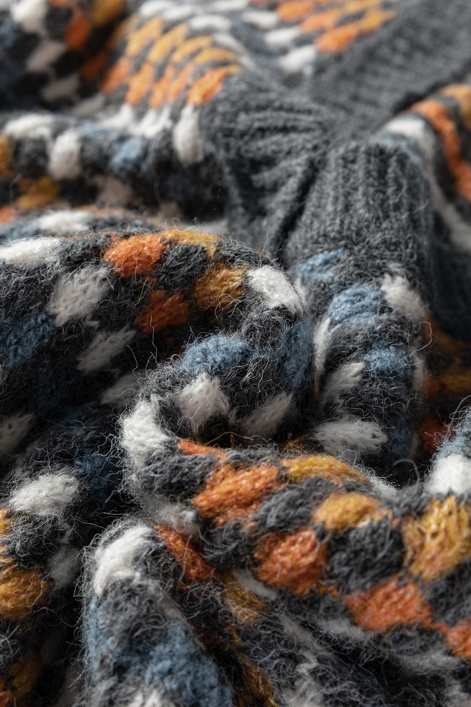 Gray Dotty Pattern Knit Button Front V Neck Sweater Cardigan