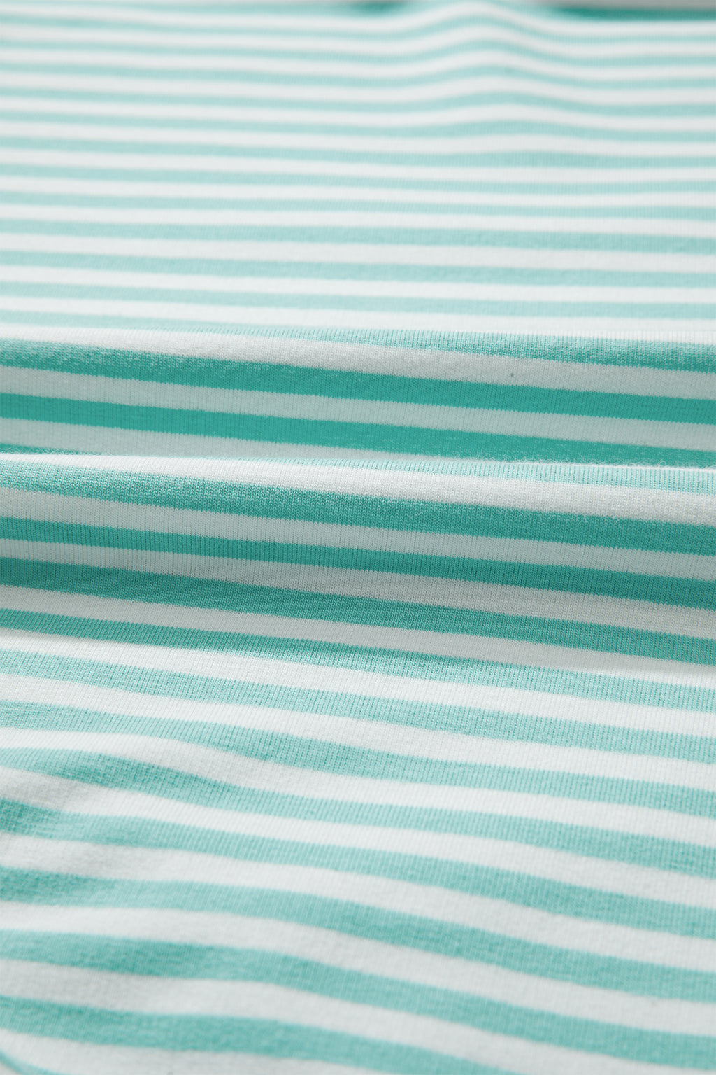 Sky Blue Stripe Cuffed Sleeve Contrast Mock Neck Tee Casual 2pcs Short Set