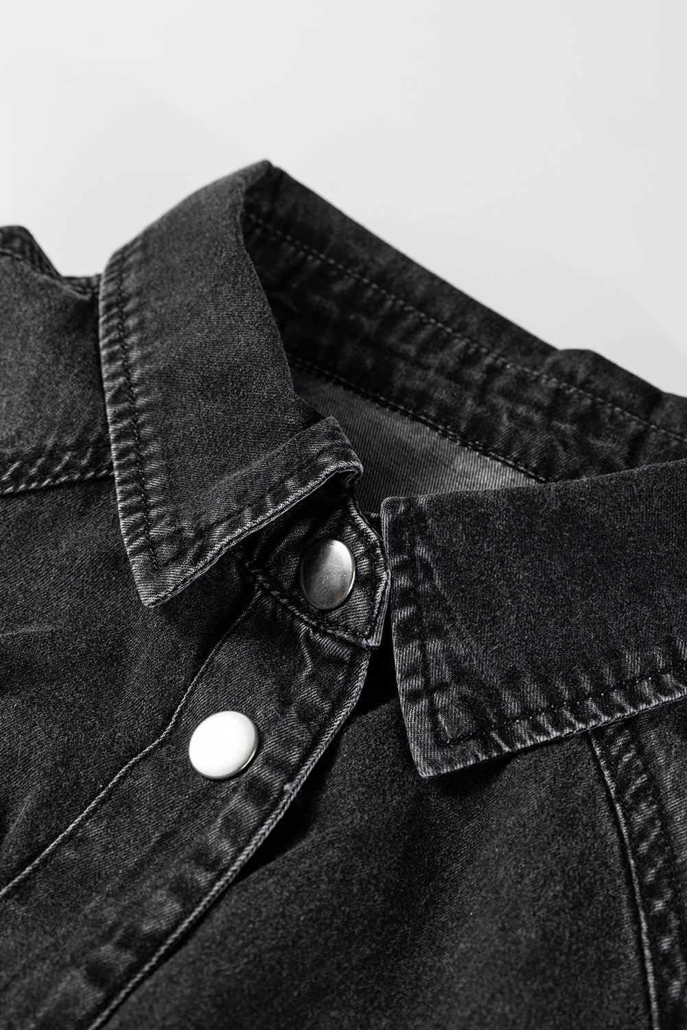 Medium Grey Beau Chest Pocket Raw Hem Denim Loose Shirt Dress