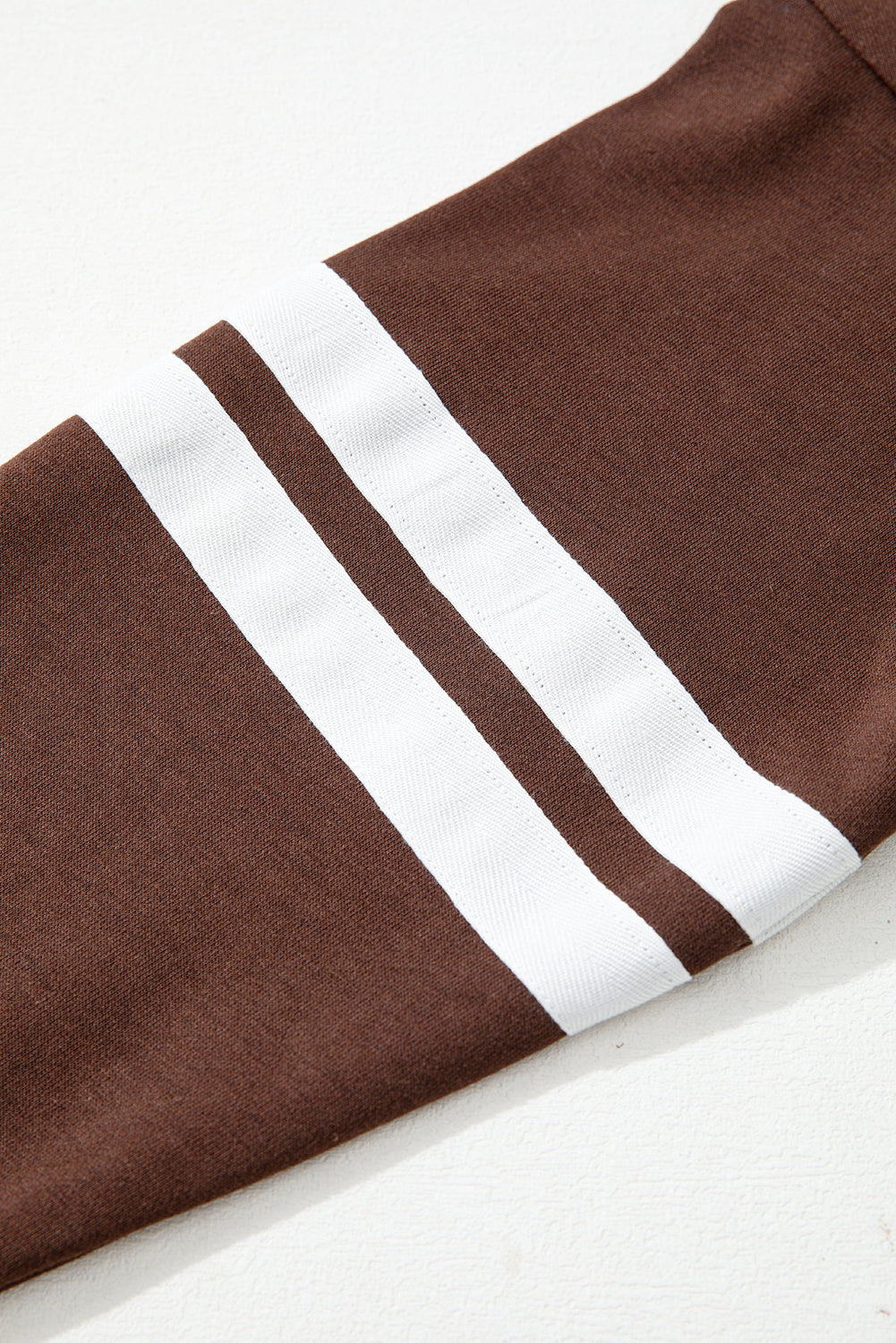 Coffee Varsity Striped Detail Drop Shoulder Oversized Sweatshirt