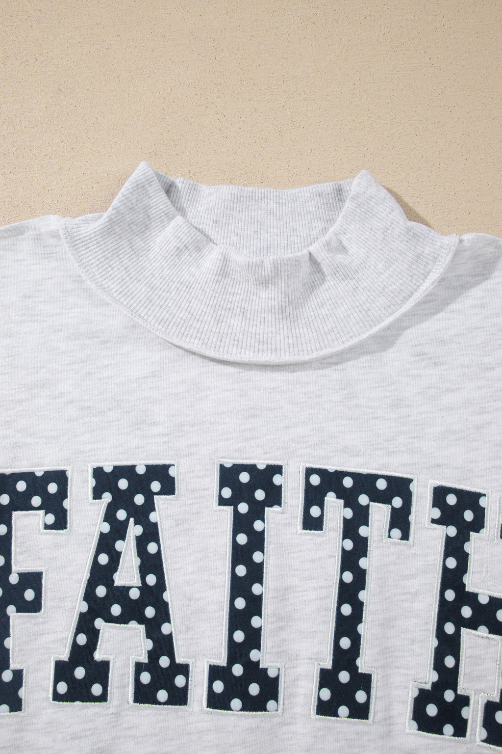Light Grey High Neck Polka Dot Slogan Printed Baggy Sweatshirt