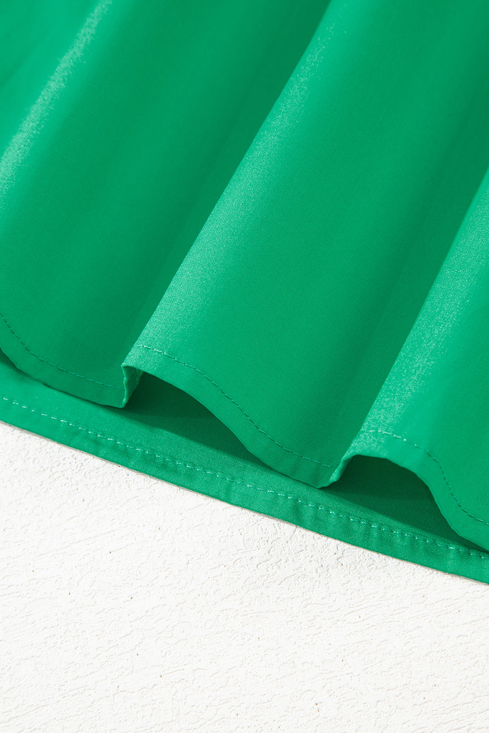 Bright Green Contrast Scallop Trim Layered Short Sleeve V Neck Blouse