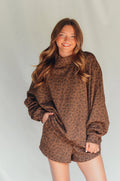 PREORDER ITEM (Estimated ship date 11/10 Brown leopard Fleece Shorts