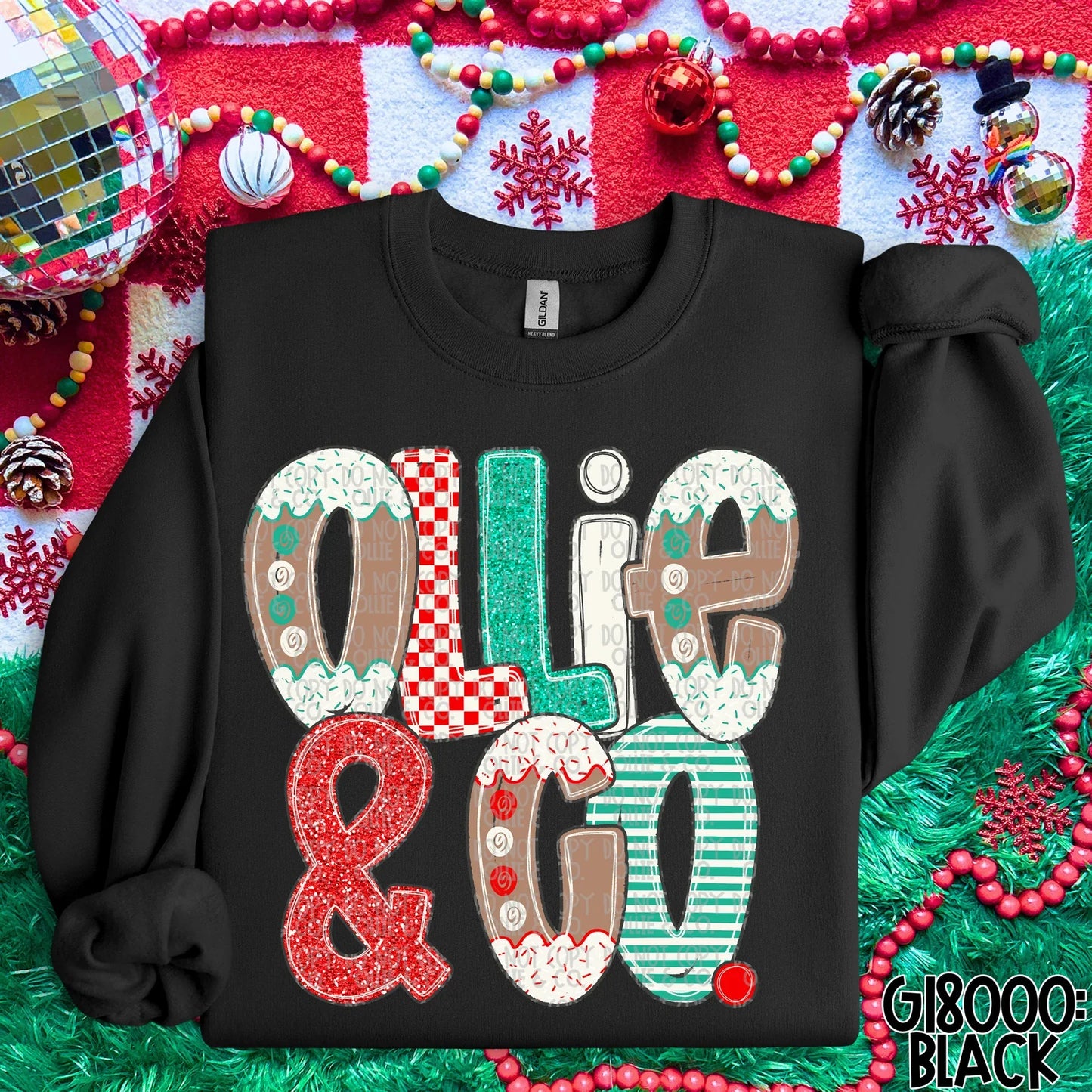 Hand lettered Gingerbread Names *Ollie & Co. Exclusive* completed tee