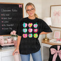 Stacked Neon apple teacher graphic tee