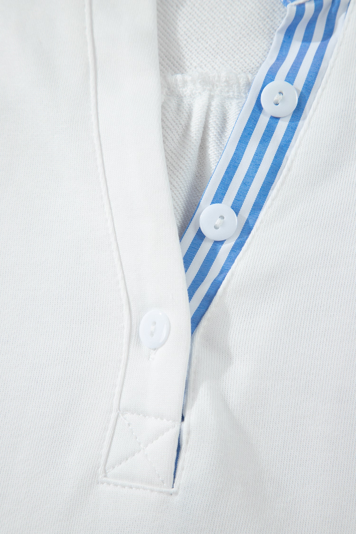 Sky Blue Striped Frilled Collar Short Sleeve Blouse