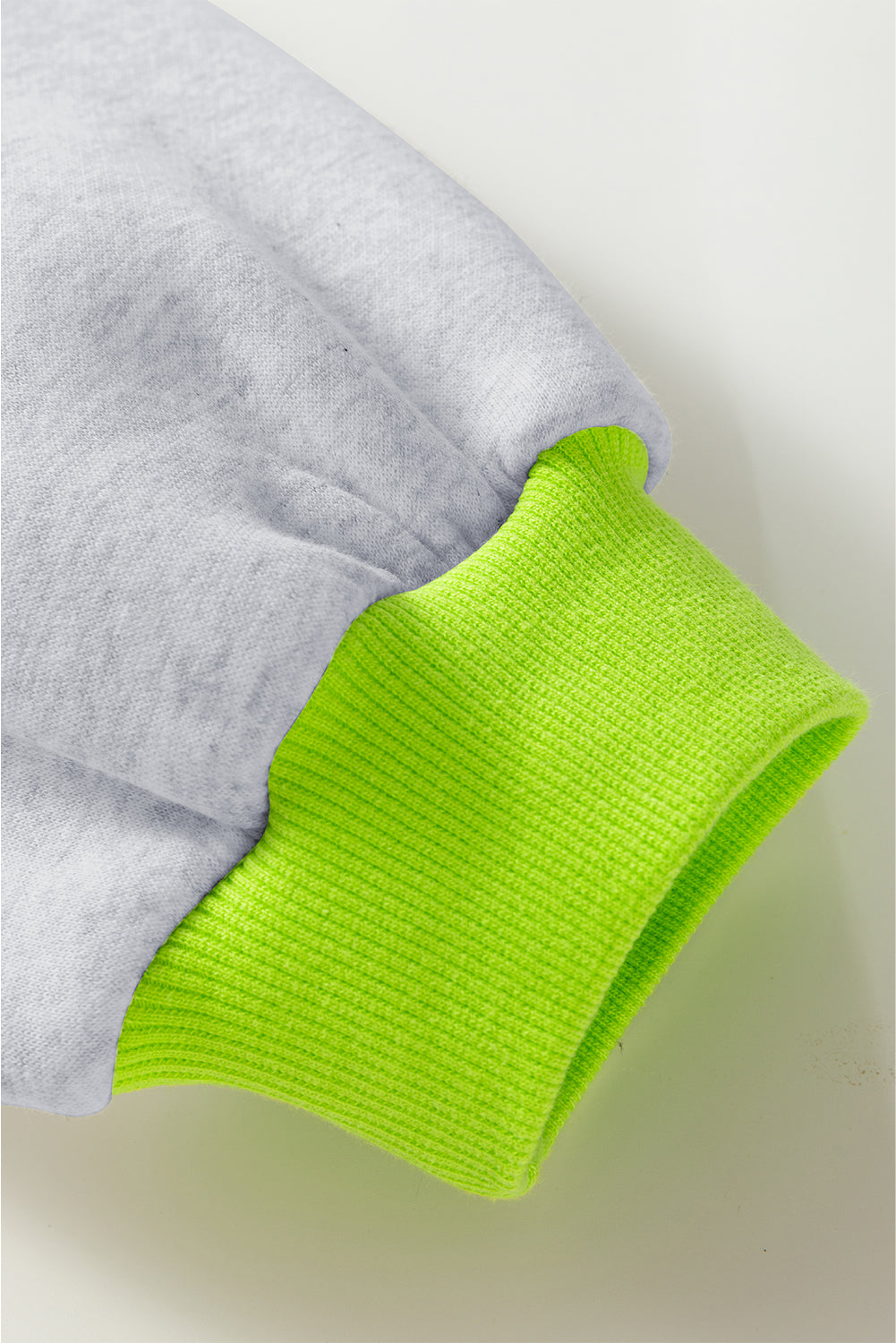 Light Grey Contrast Color Banding Patchwork Puff Sleeve Loose Sweatshirt