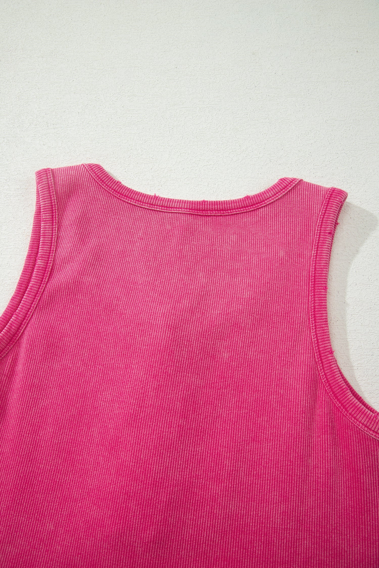 Medium Grey Vintage Distressed Ribbed Mineral Wash Tank Top