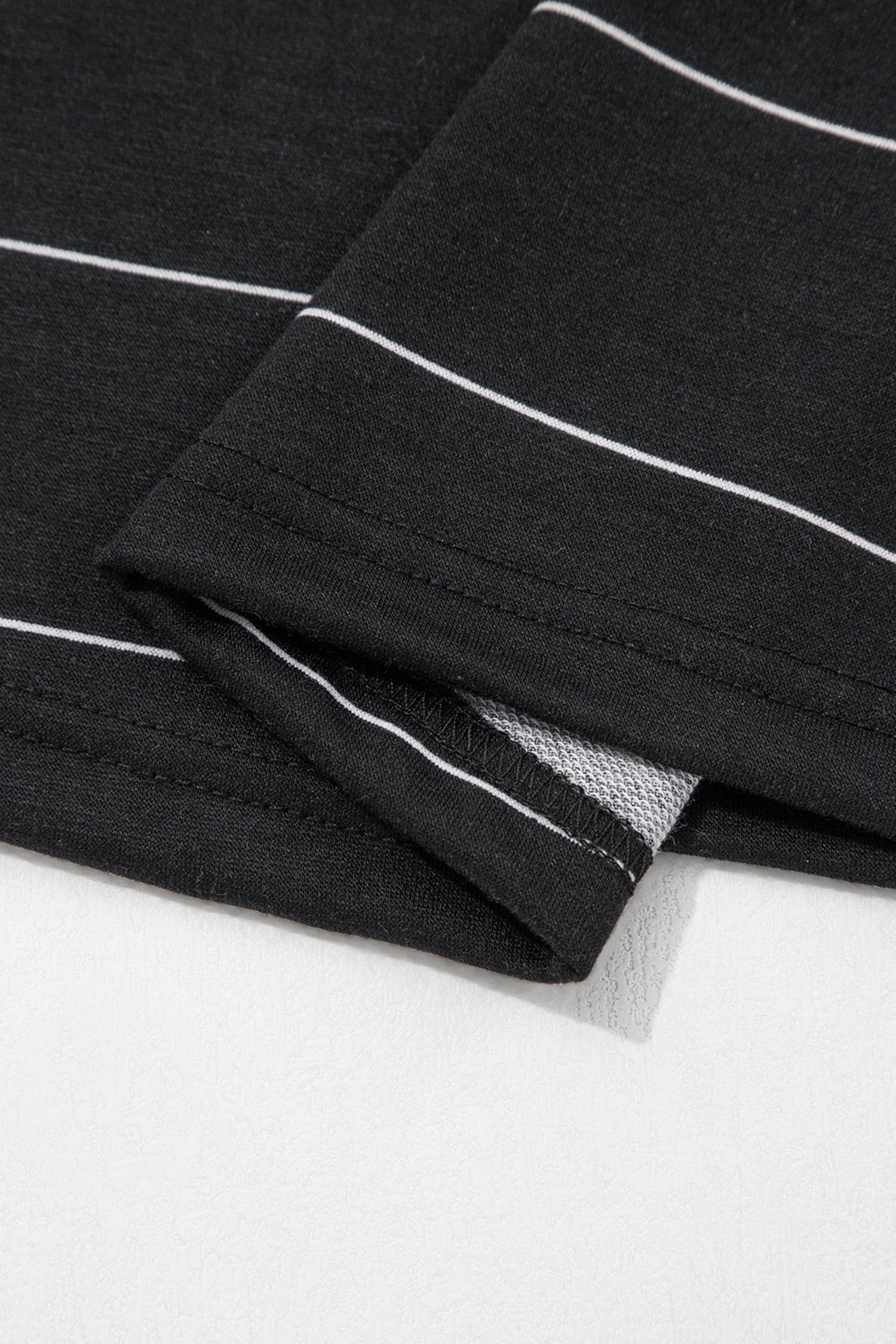 Black Stripe Half Sleeve Tee Drawstring Shorts 2pcs Set