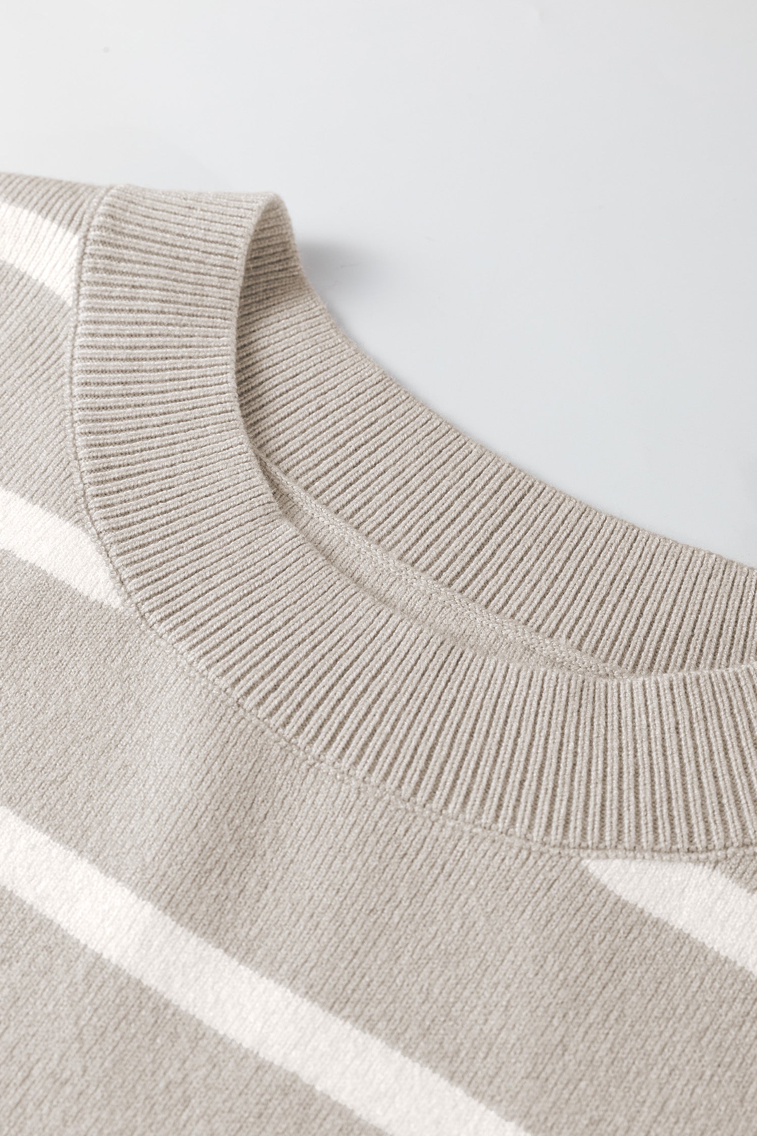 Parchment Side Slits Crewneck Short Sleeve Sweater Tee
