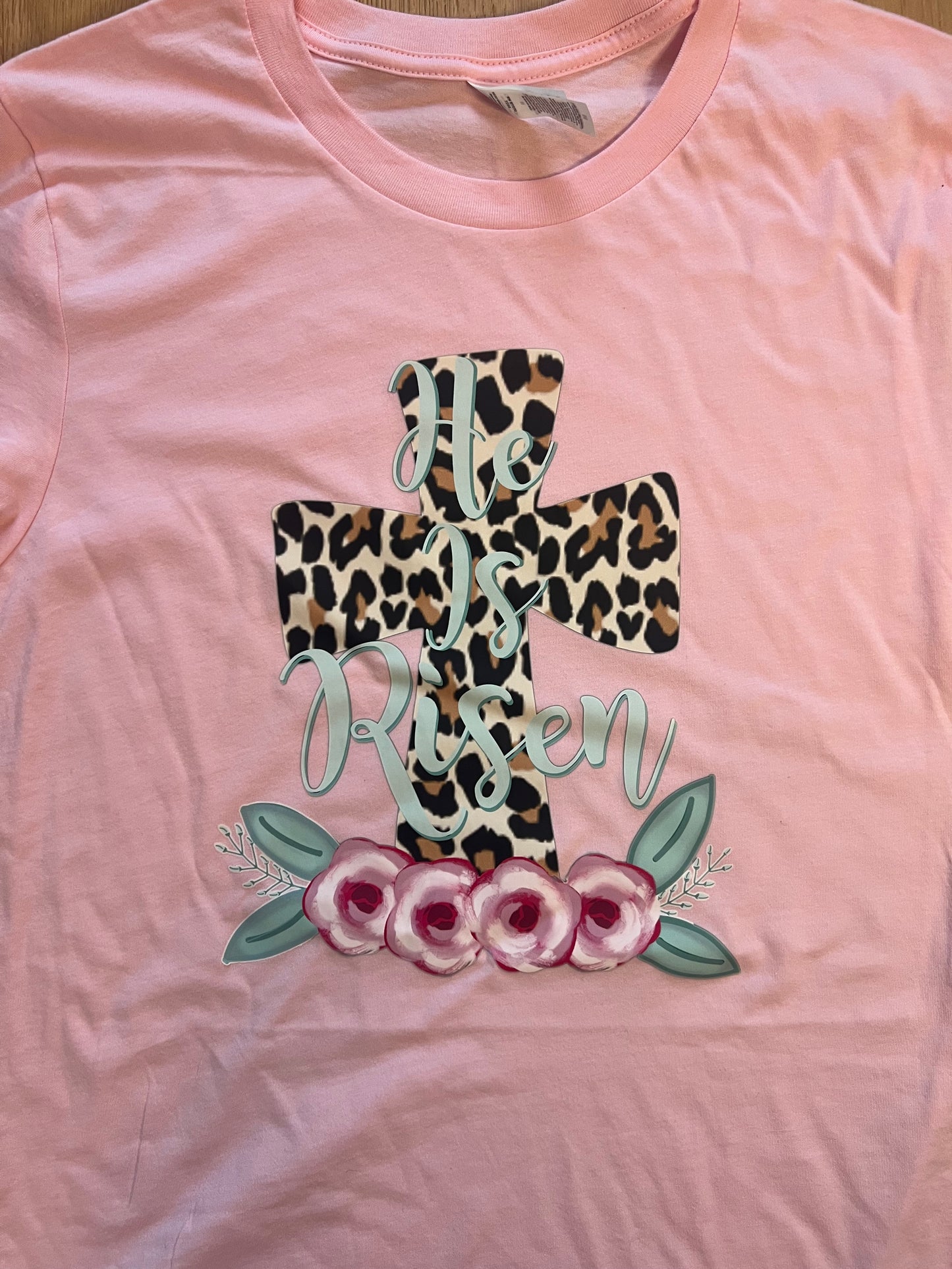 He is Risen leopard cross Graphic Tee