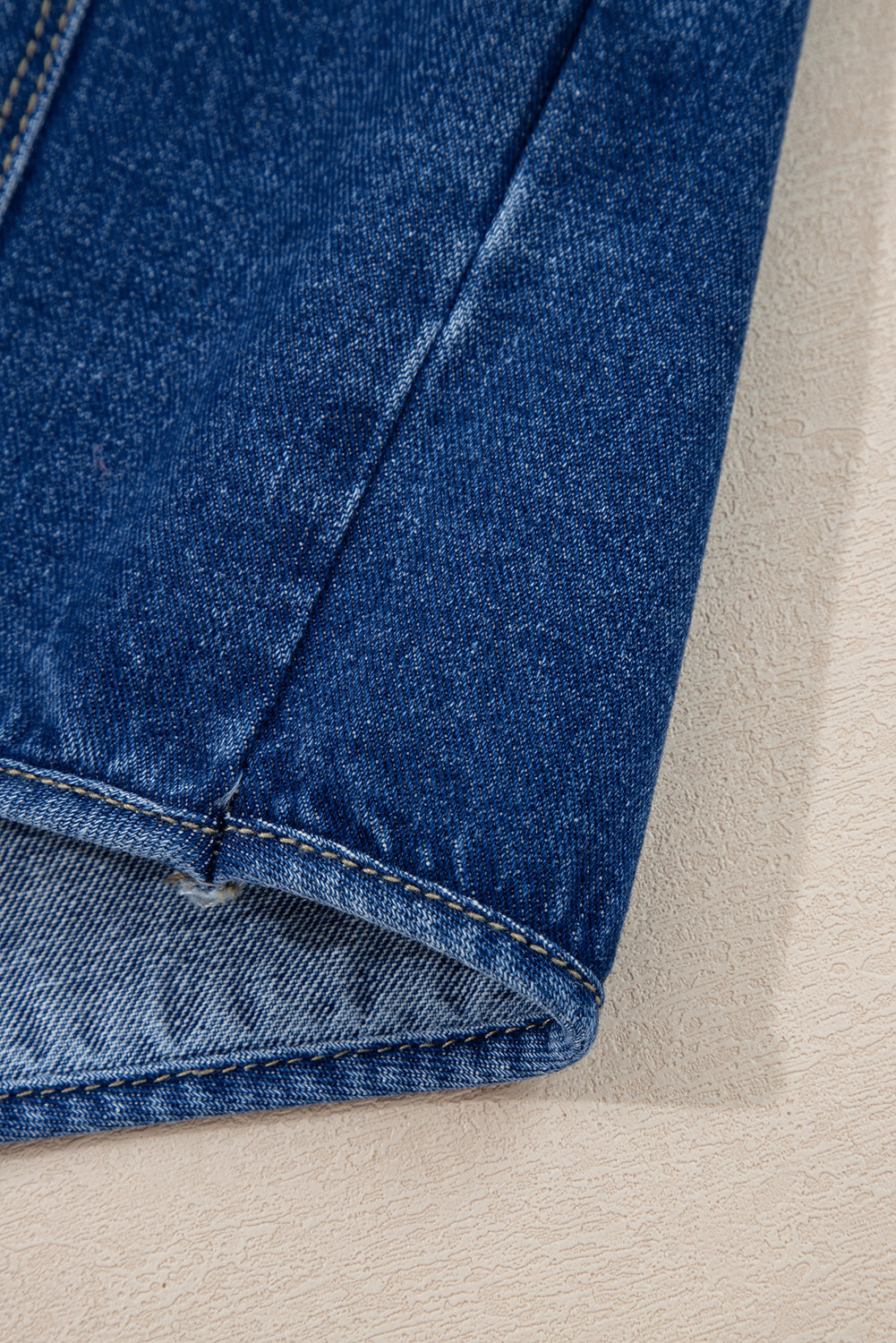 Sail Blue Vintage Fastening Big Patched Pockets Straight Cut Deep Wash Denim Jacket