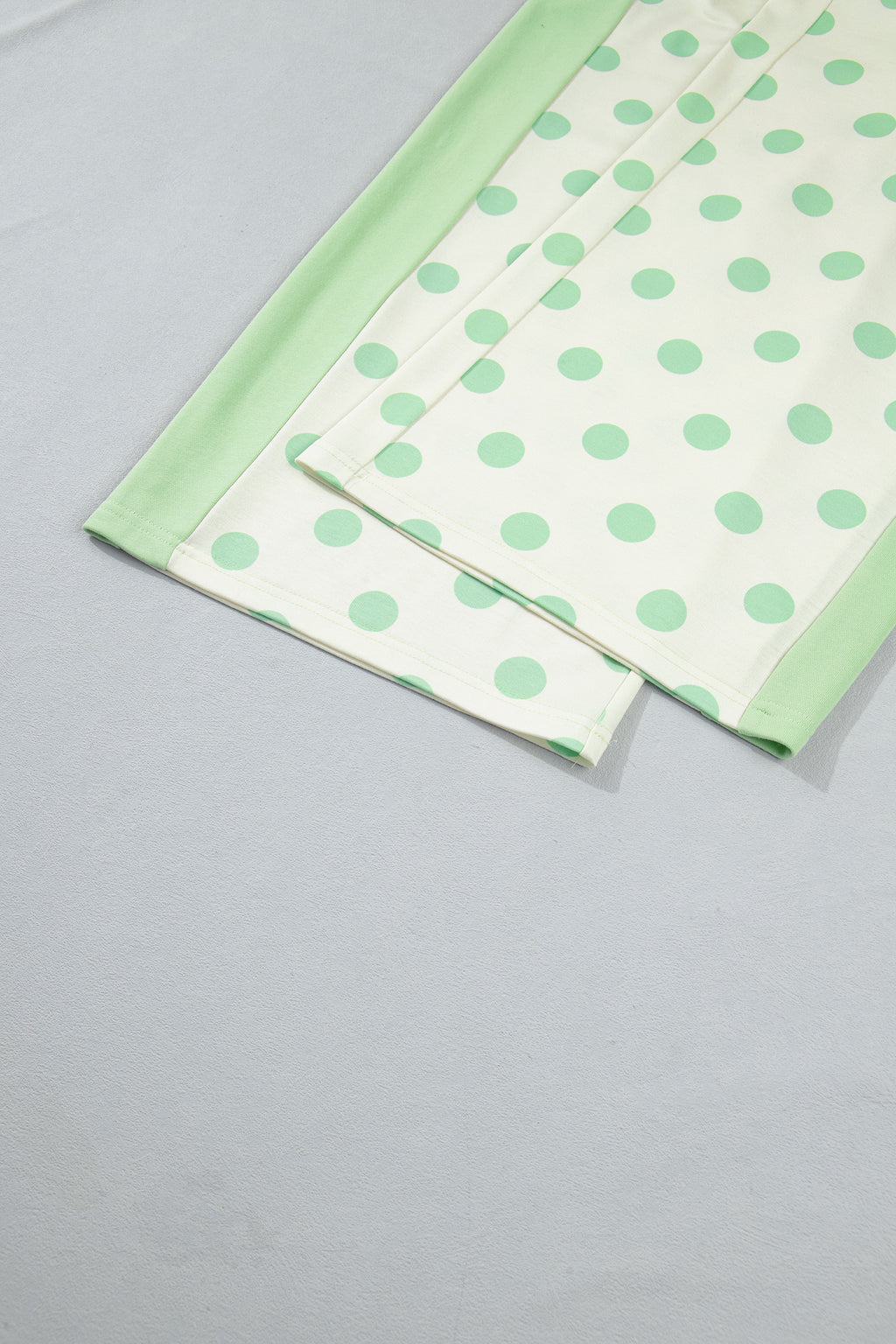 Green Color Block Patchwork Polka Dot Wide Leg Pant Set