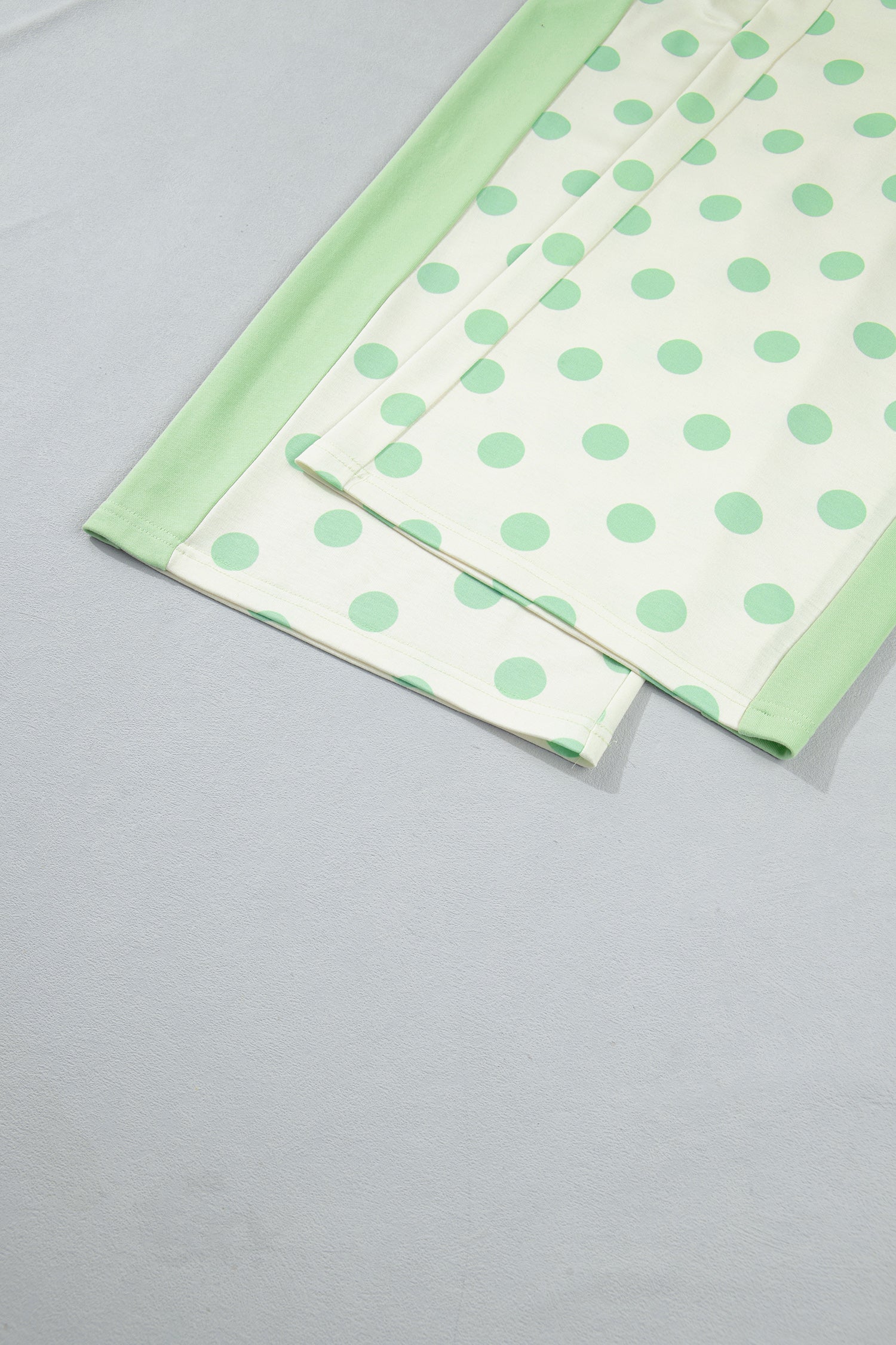 Green Color Block Patchwork Polka Dot Wide Leg Pant Set