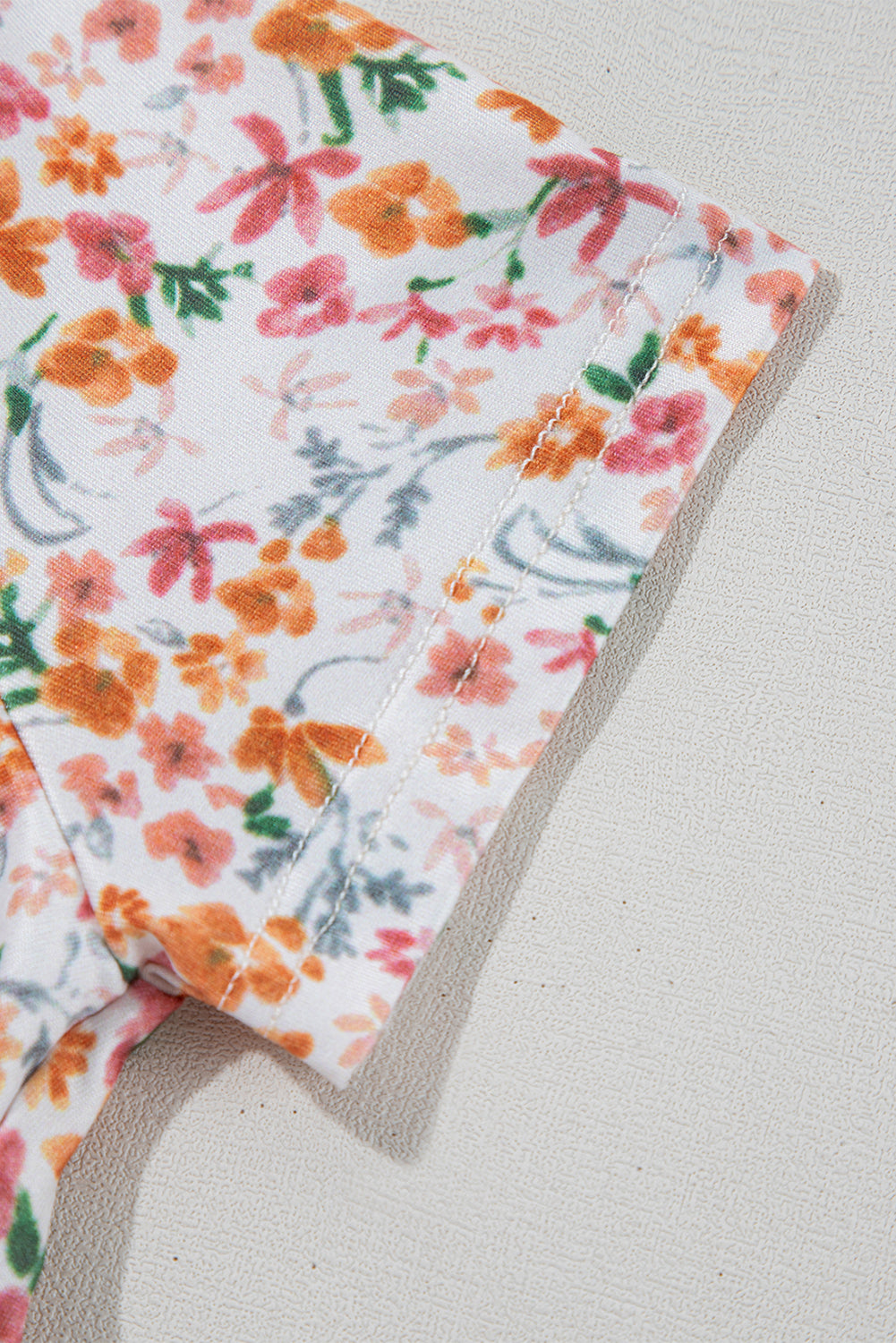 Orange Short Sleeve Floral Ruched Sweetheart Bodysuit
