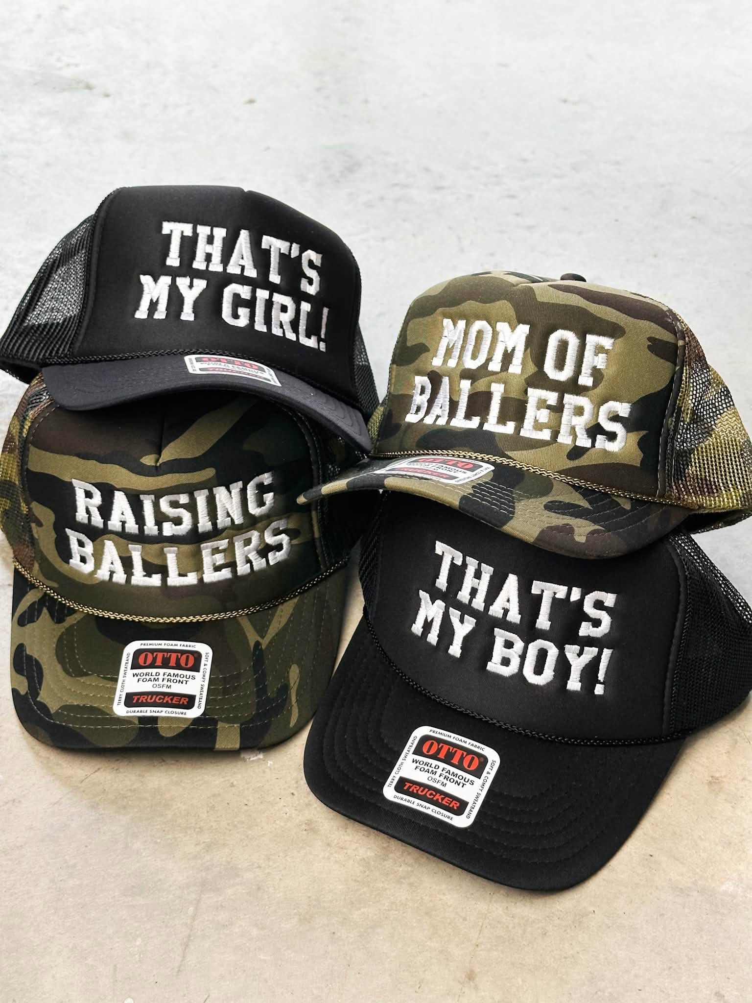 That's my Girl, Mom of Ballers, Raising Ballers, That's my Boy hats