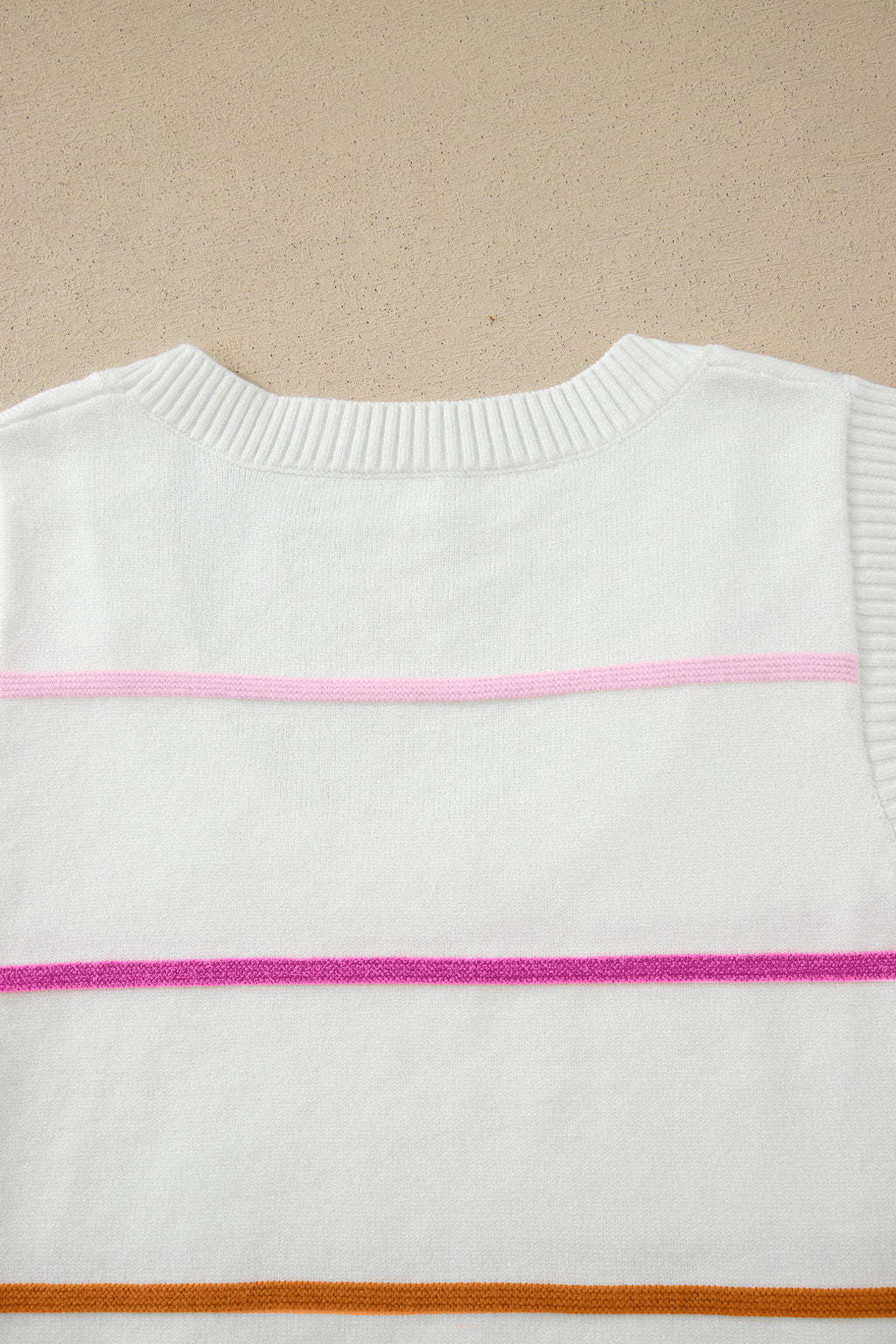 Green Stripe Round Neck Knitted Sweater Tank