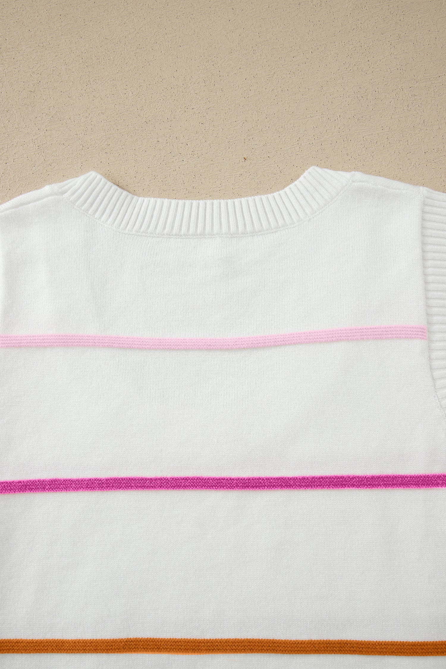 Green Stripe Round Neck Knitted Sweater Tank