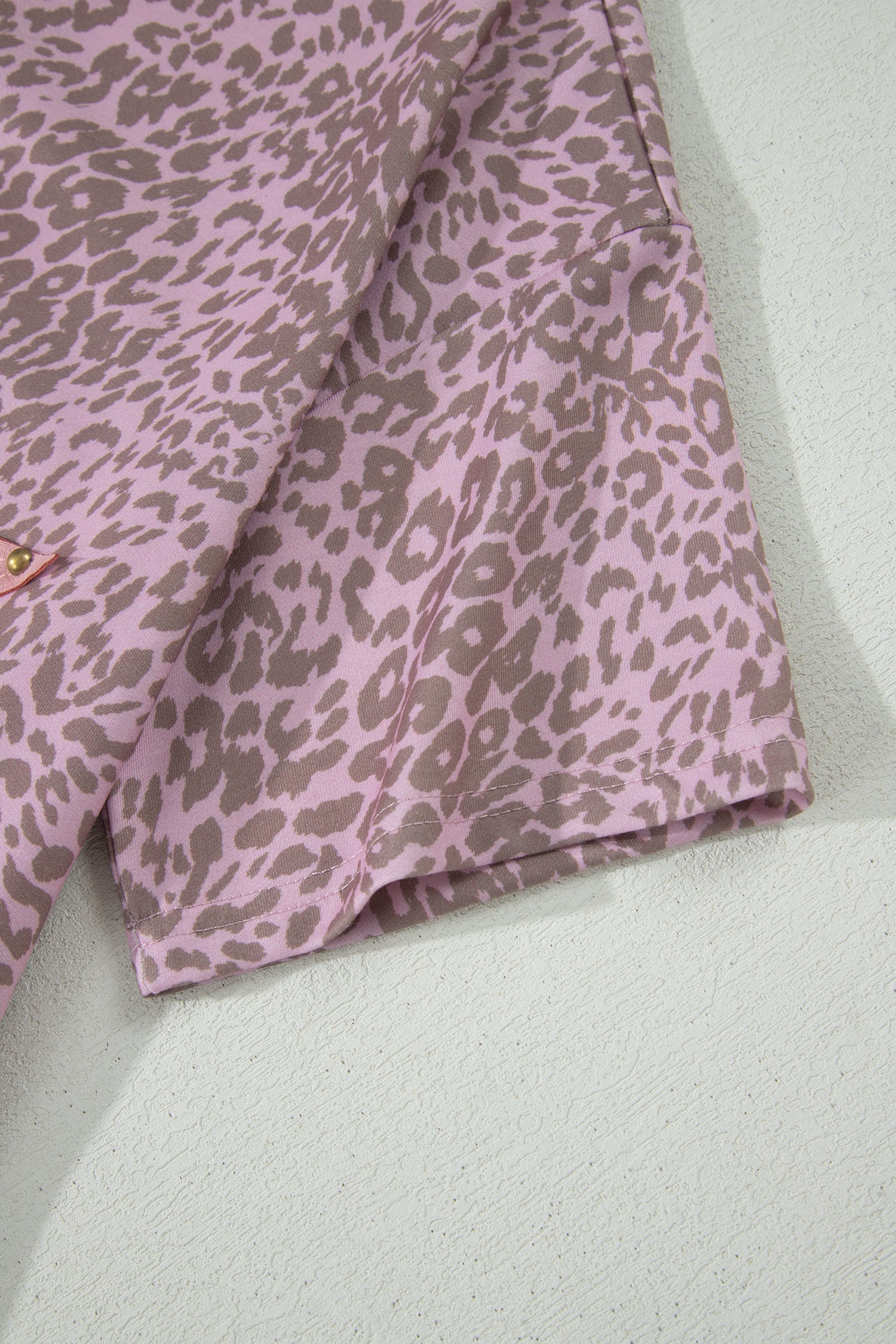 Khaki Leopard Retro Studded Star Patch Loose Tee