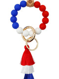 Colorful Beads Tassle Bracelet  Red, White and Blue