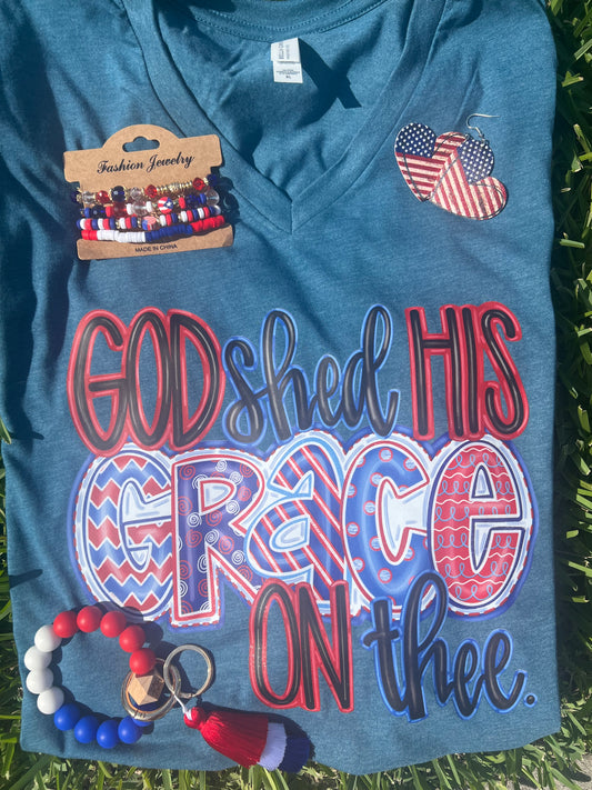 God Shed His Grace on Thee Vneck graphic tee