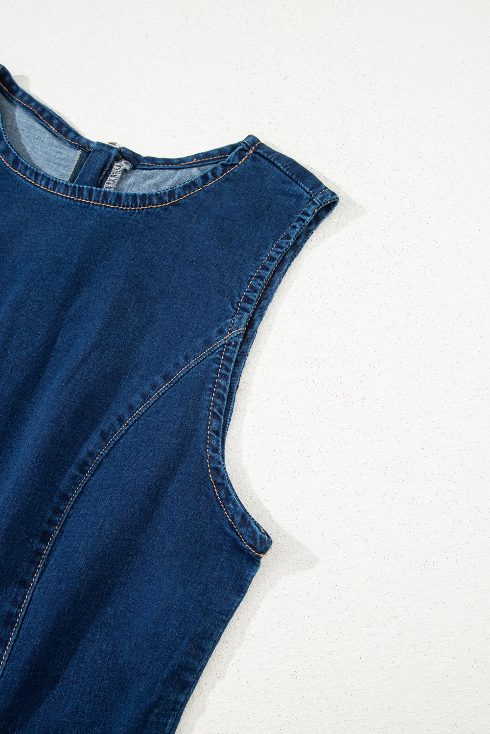 Dirty blue Sleeveless Zipped Bodycon Denim Short Dress