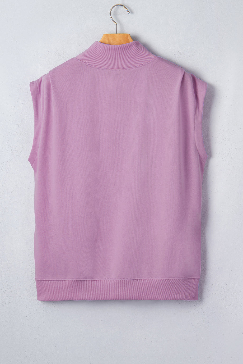 Myosotis Solid Color High Neck Cap Sleeve Loose Top