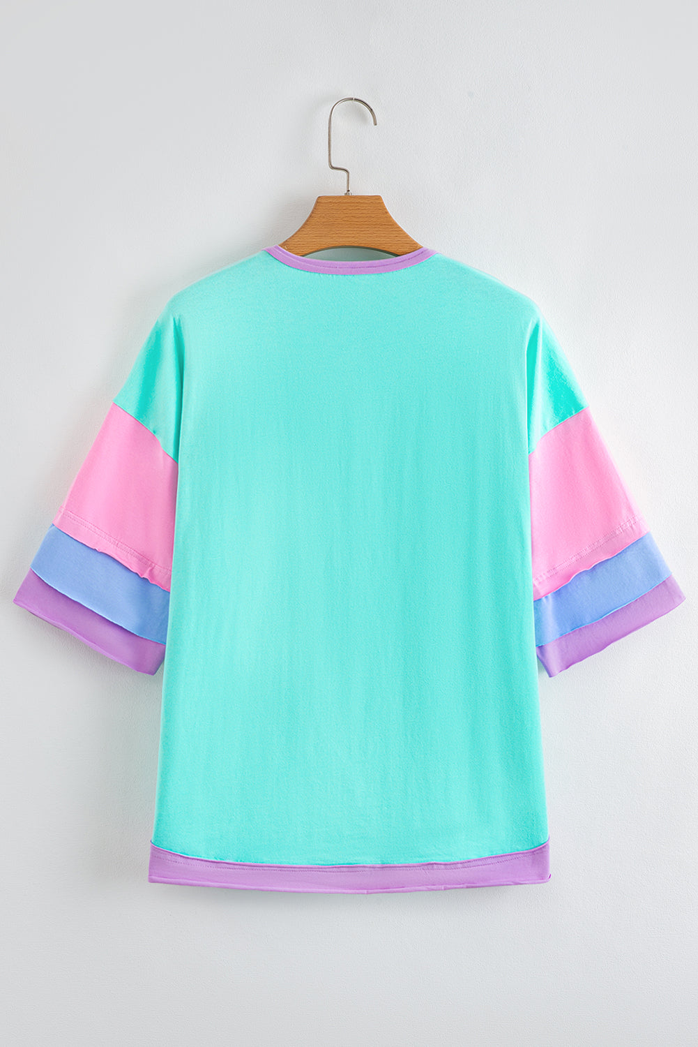 Pink Solid Color Half Sleeve Buttons Henley Top