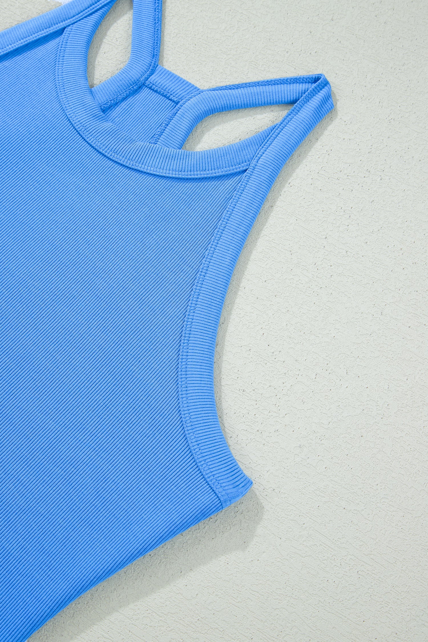 Green Slim Tank Top Elastic High Waist Shorts 2pcs Outfit