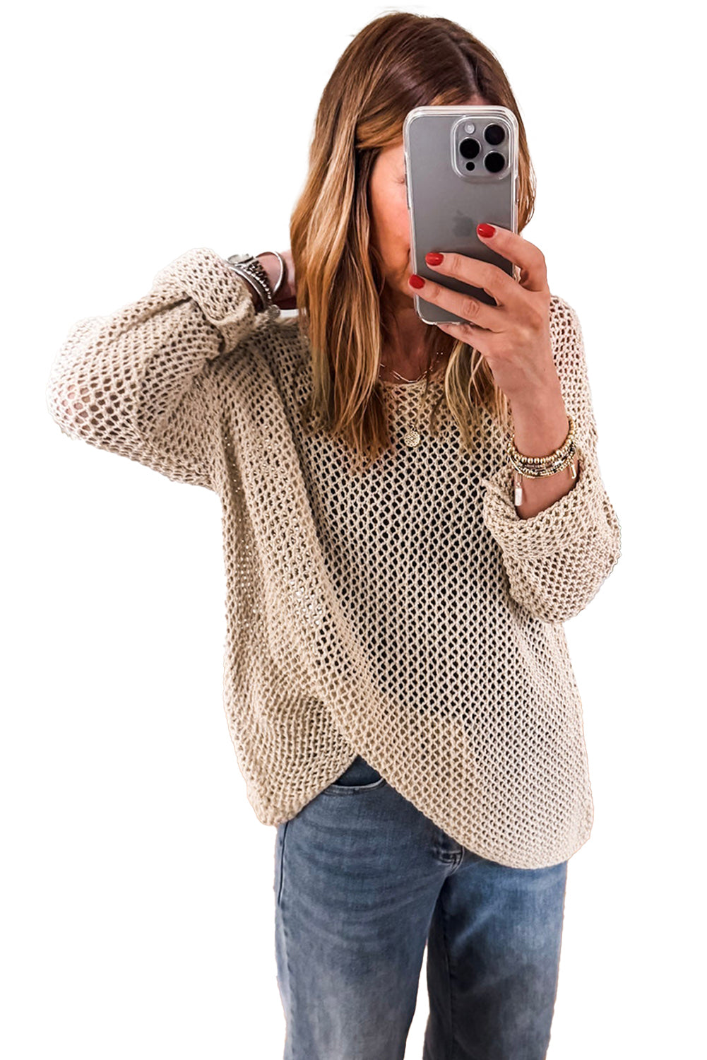 Black Crochet Hollow-out Jumper Top Sweater