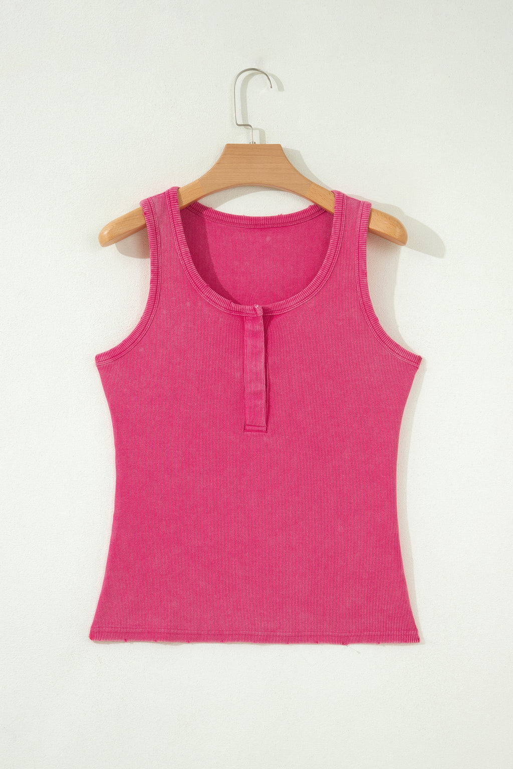 Medium Grey Vintage Distressed Ribbed Mineral Wash Tank Top