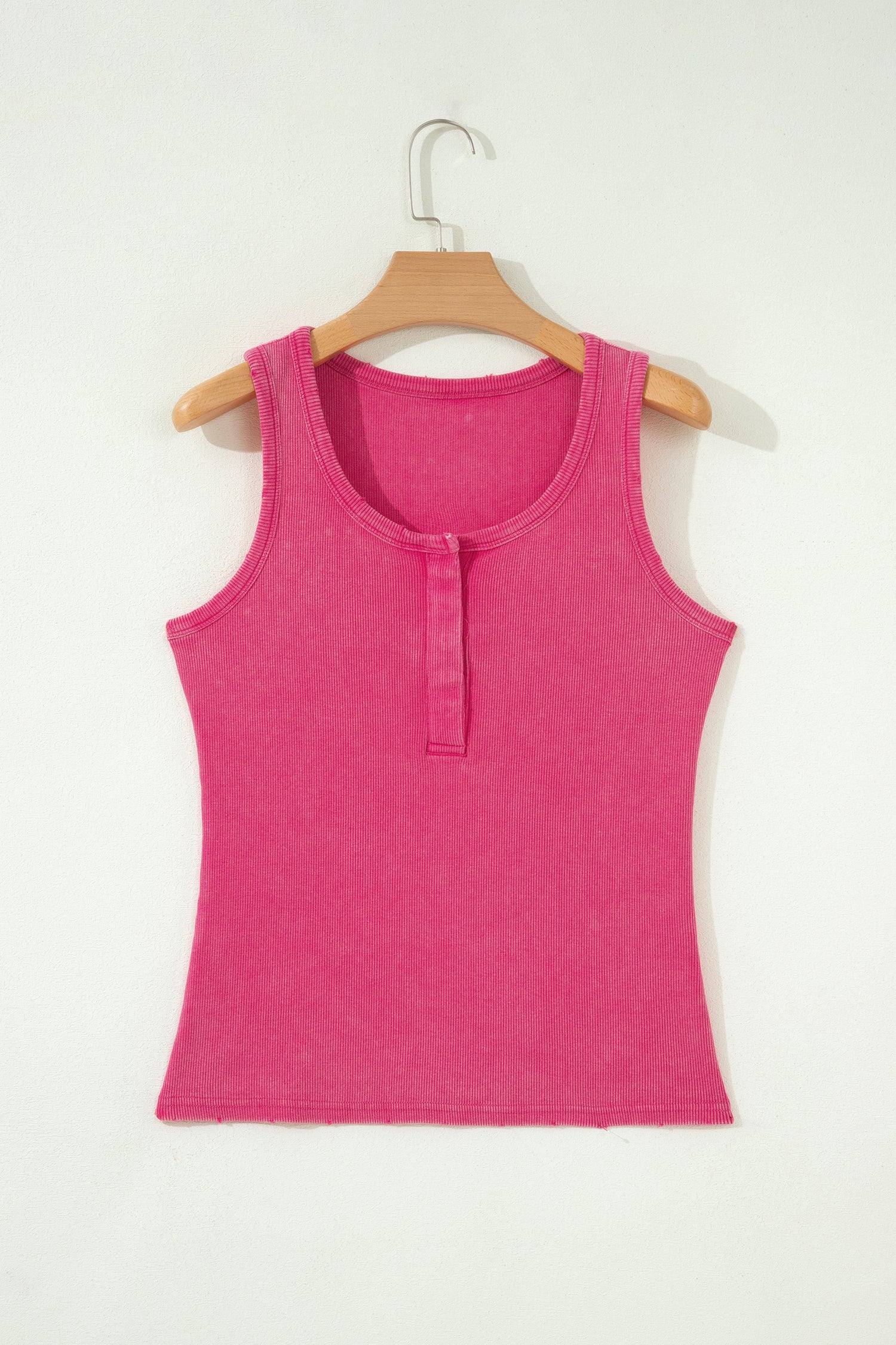 Medium Grey Vintage Distressed Ribbed Mineral Wash Tank Top