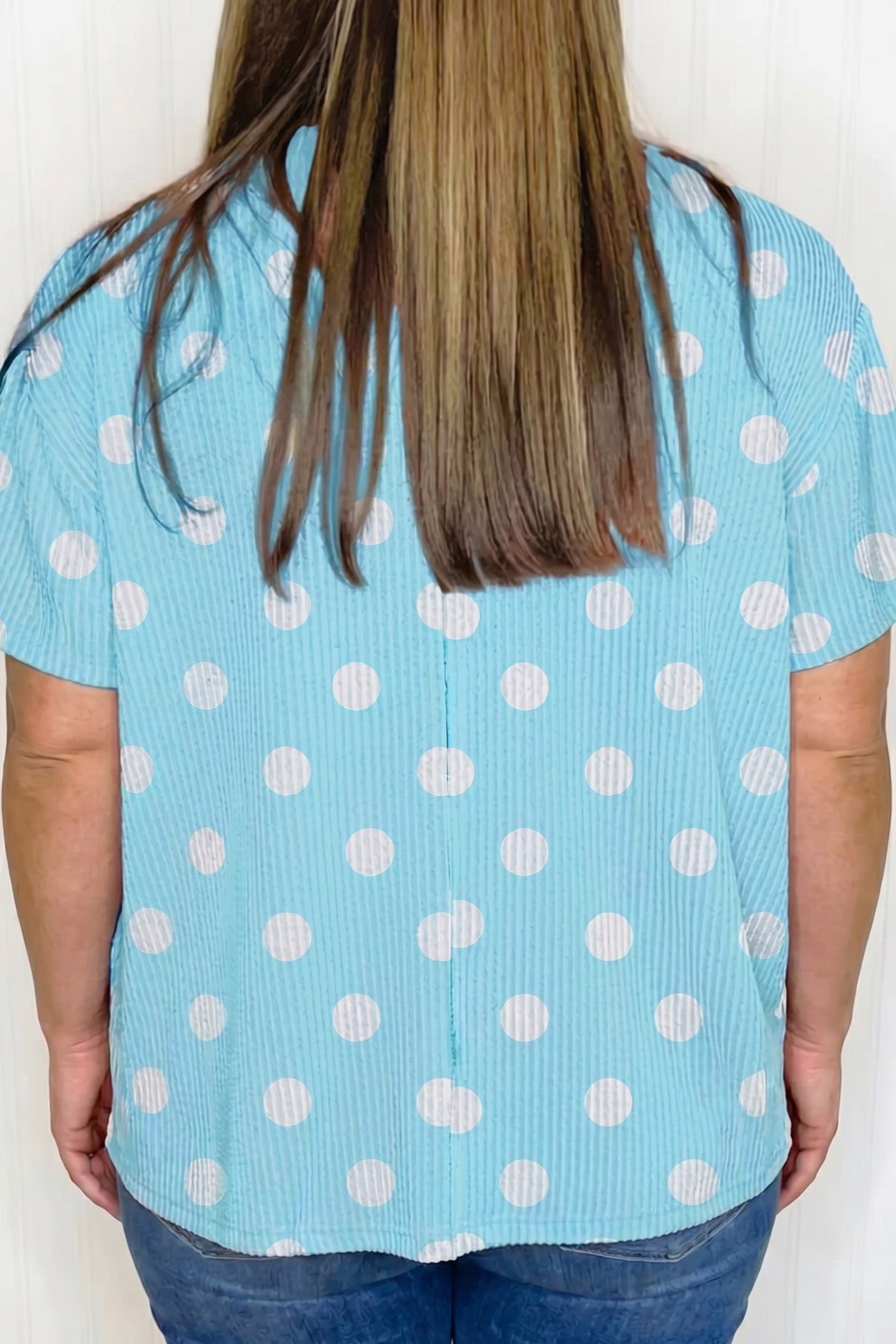 Pink Twisted Rib Polka Dot Print Plus Size T Shirt