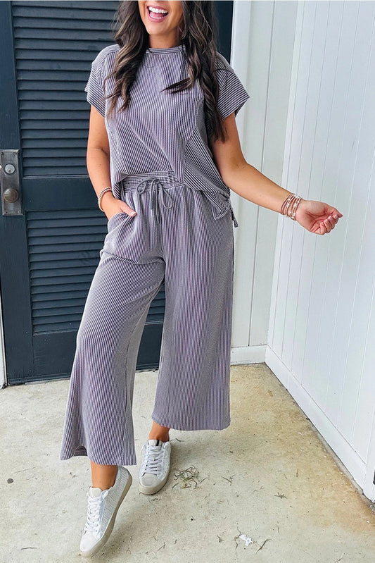 Corded Pant Suit Set, purple