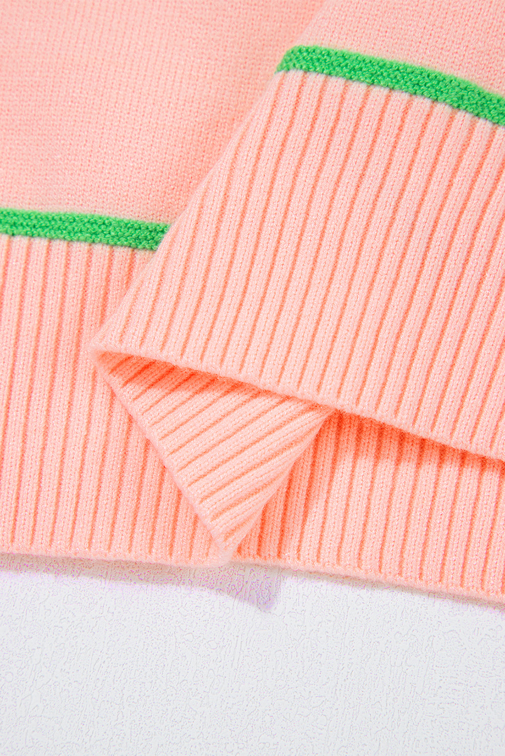 Green Colorblock Striped Half Sleeve Drop Shoulder Sweater
