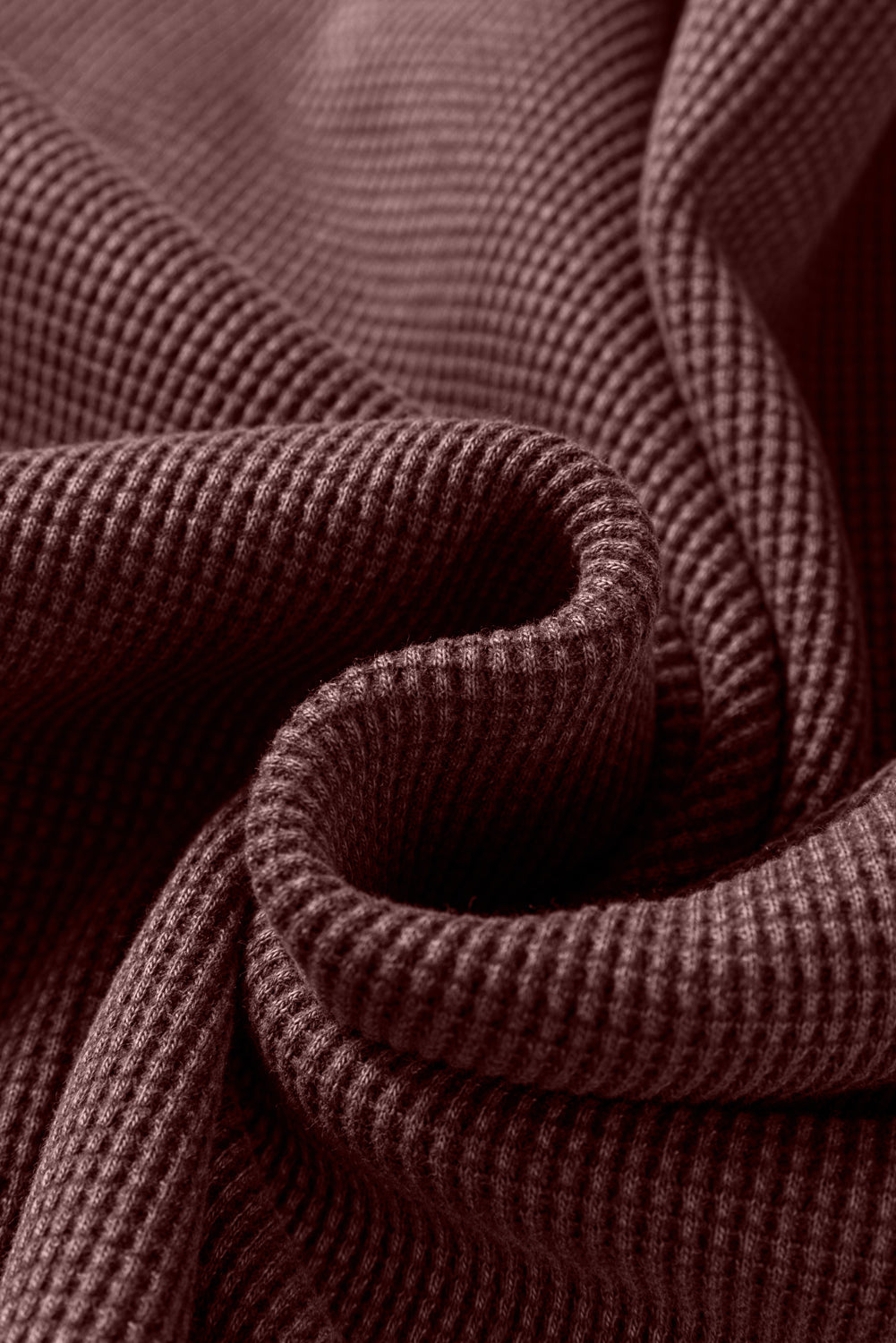 Bright Pink Waffle Knit Patchwork Long Sleeve Loose Top