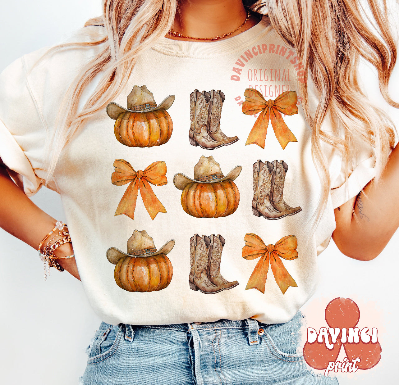 Halloween cowboy pumpkin graphic tee