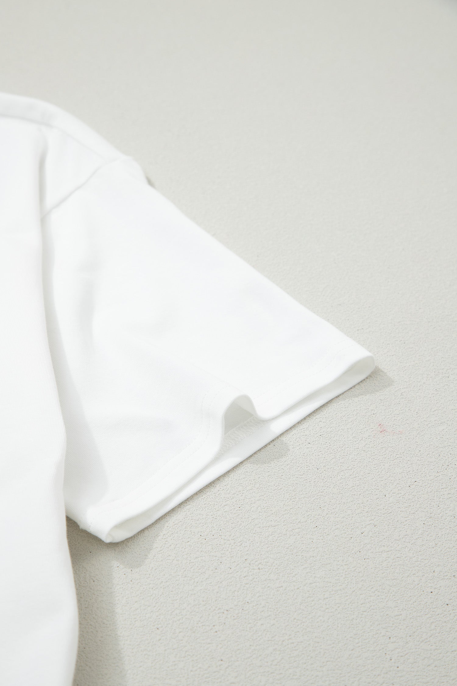 White Fancy Embroidered Patch Flag Casual T Shirt