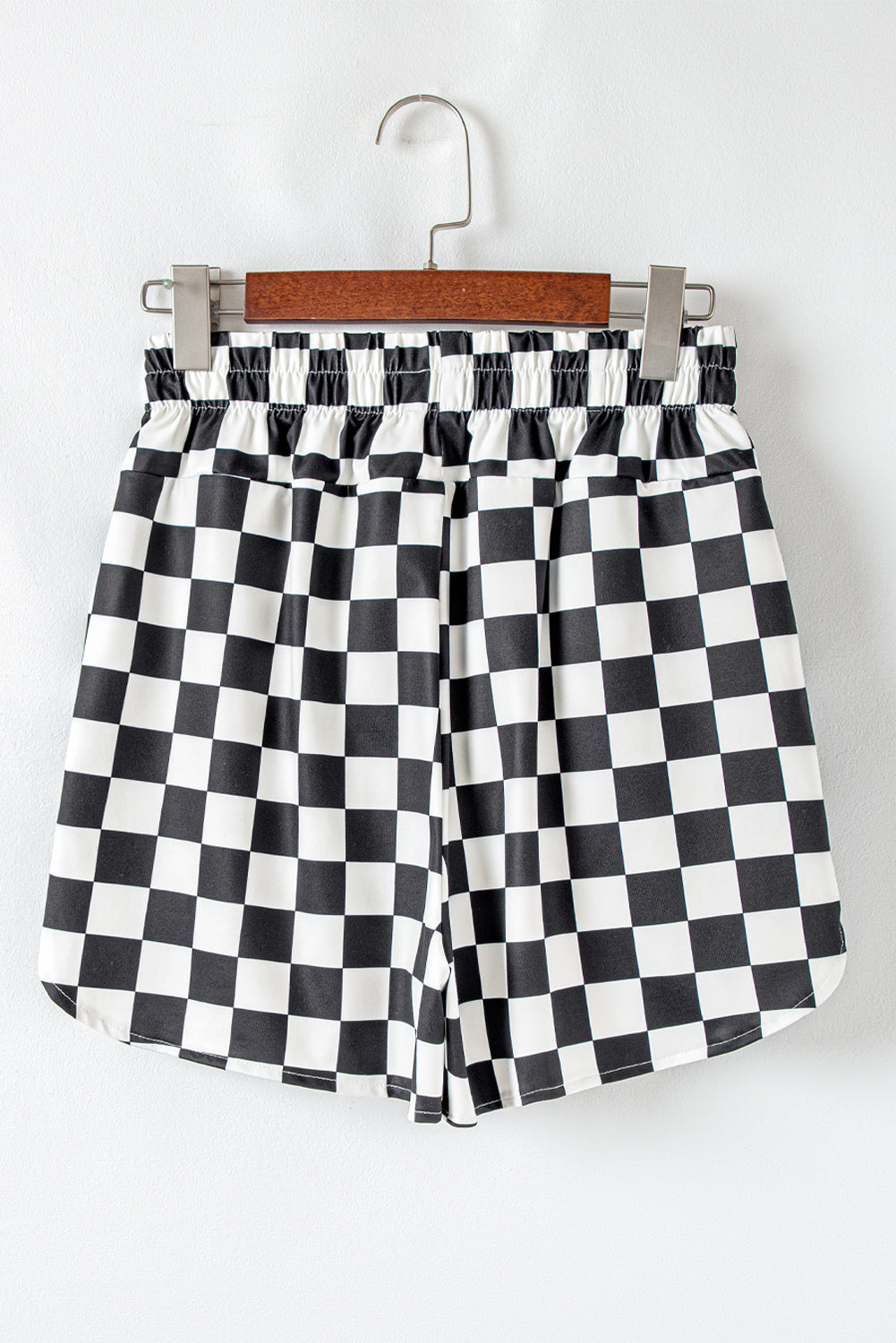 Rose Checkered Print High Waist Casual Shorts