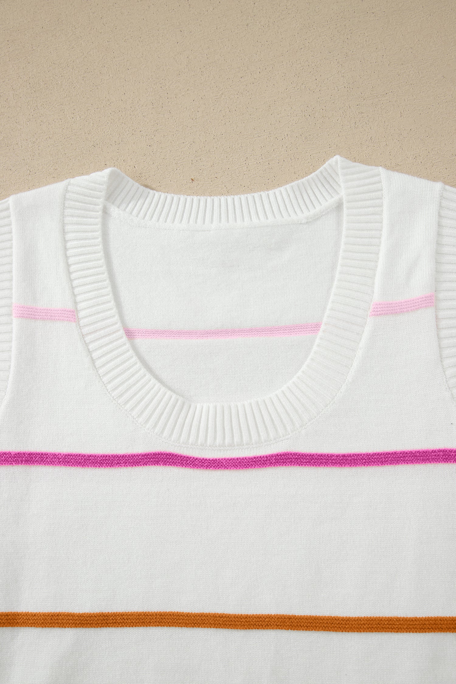 Green Stripe Round Neck Knitted Sweater Tank