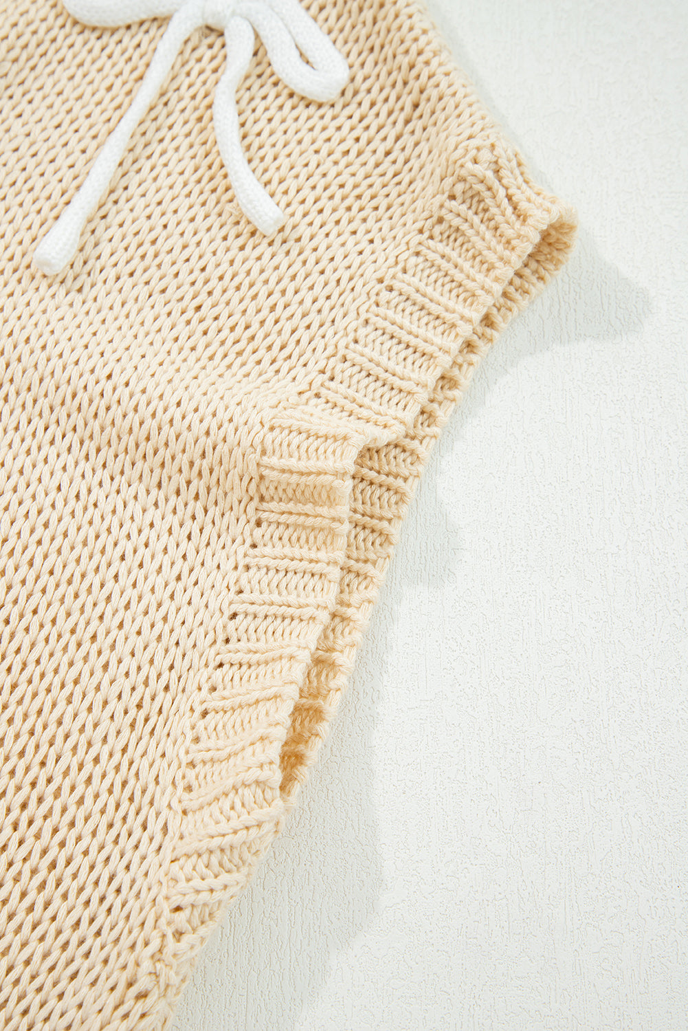 Parchment Bowknot Applique Cap Sleeve Sweater