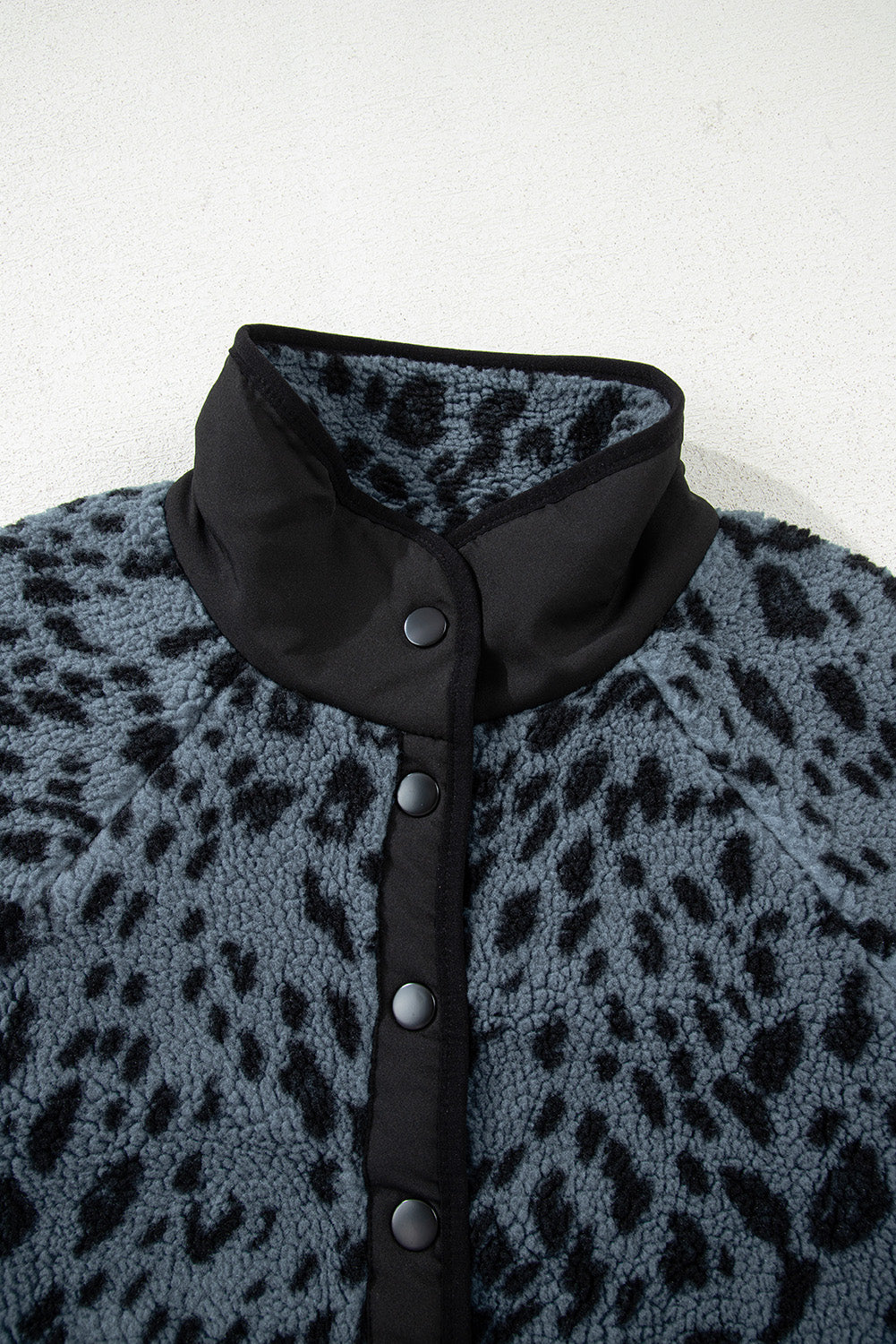 Multicolour Plaid Print Buttoned Stand Collar Fleece Jacket