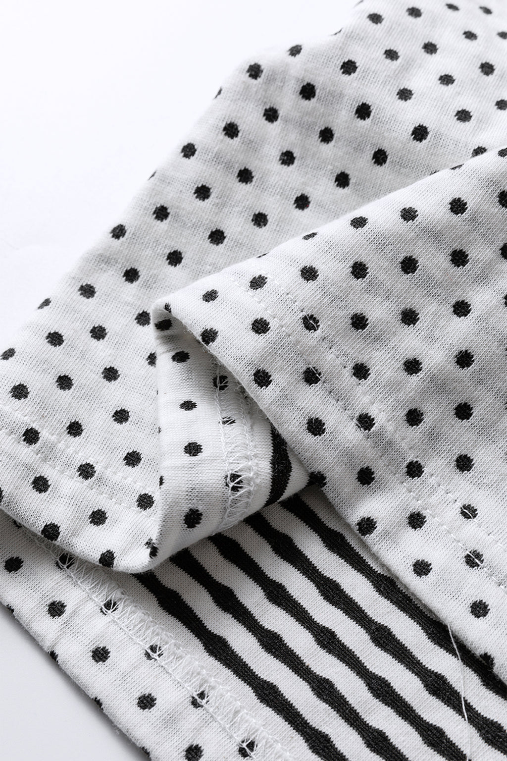 Beige Plus Size Dot Print Striped Patchwork Long Sleeve Henley Top